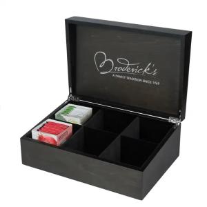 Handmade Timber Stash Box Tea Bag Organizer Black Wooden Tea Bag Box