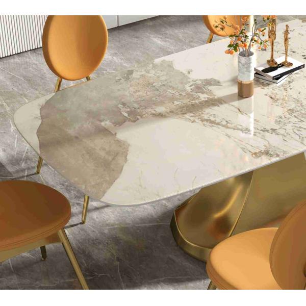 201 Stainless Steel Gold Collection luxury dining table 6 seater Shaped Base Living Room