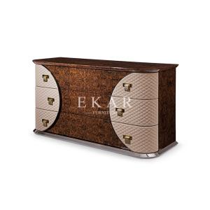 China Luxury High Gloss Leather Wooden 3 Drawer Chest on sale