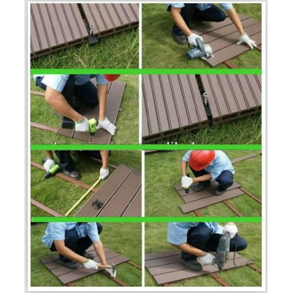 Moisture Resistant Hollow WPC Deck Flooring Board , Outside Garden Wood Tiles
