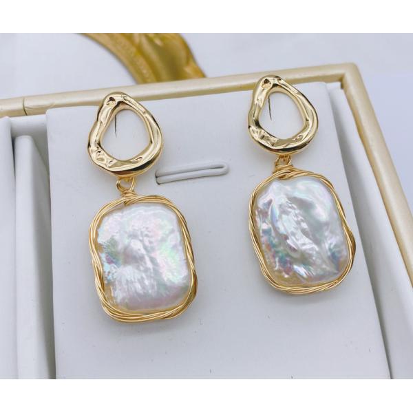 Buy Natural Baroque Pearl Earring Fashion Irregular Pearl Dangle Earrings For Women Baroque Freshwater Pearls Hoop Earrings at wholesale prices