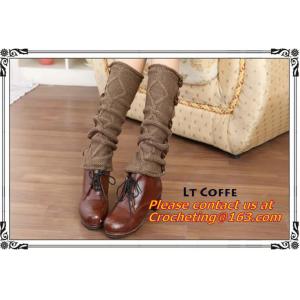 winter leg warmers loose socks wool blend button down pierced decoration boot
