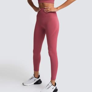 Seamless solid color breathable quick-dry fitness pants woman high waist peach