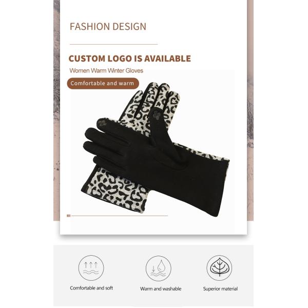 Custom Accessories Leopard Wool Women Gloves Mittens Touchscreen Warm