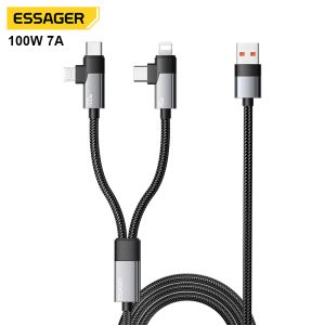 Quality ESSAGER ES-X59 4 in 1 Cable with 100W Fast Charging 7A High Current and USB 2.0 480Mbps Data Transfer for Multiple Devices for sale