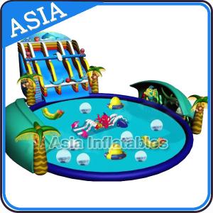 Super Fun Inflatable Water Park , Amusement Park Games Equipment