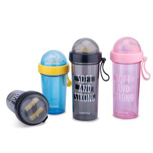 New design Tritan Sport Gym Plastic Water Bottle double drink dual-use