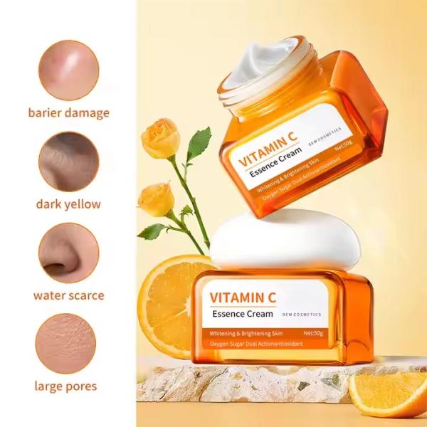 Buy Custom Vegan Organic Vitamin C Face Cream 50g Whitening & Dark Spot Removal, ODM Cosmetic Factory at wholesale prices