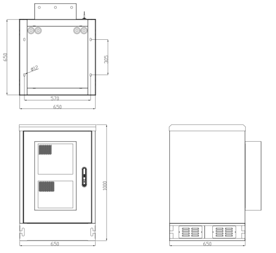 IP65 16U Outdoor Server Rack Cabinet Galvanized Steel Single Wall Enclosure