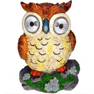 Polyresin 8 Inches Owl Animal Shaped Solar Garden Lights