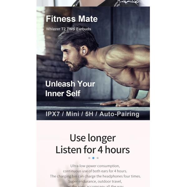 Deep Bass Bluetooth Sport True Wireless Gym Earbuds (for iPhone)