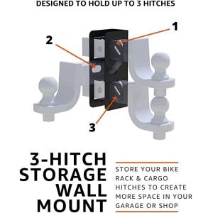 1.25" 2" Hitch Storage Wall Mounted Hitch Receiver for Bike Cargo Rack Storage
