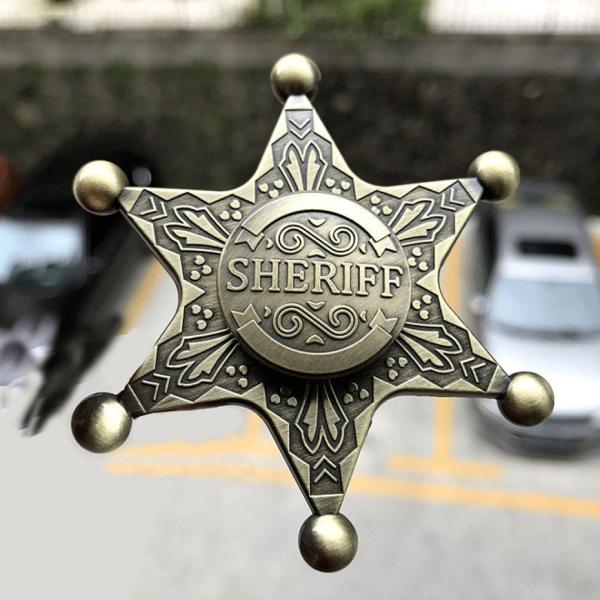 Hexagonal Neptune Sheriff's Badge Fidget Spinner for ADHD ADD Relief and Anti-Anxiety