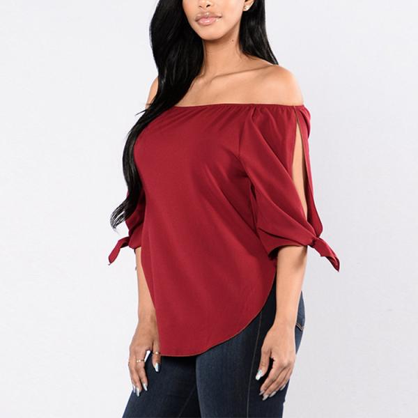 Long Sleeve Lady Woman Casual Latest Fashion Off Shoulder Blouse Tops Designs