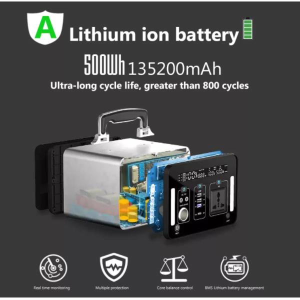 220V 500W Lifepo4 Lithium Power Station Solar Battery Generator