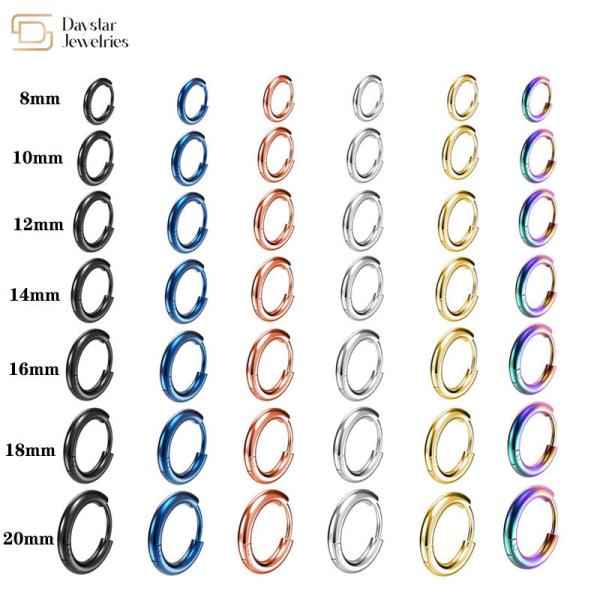 Titanium Steel Round Small Hoop Earrings Hip Hop Circle Jewelry