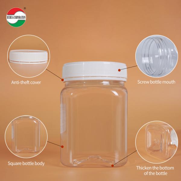 Food Grade Clear PET Bottle with Screw Lid for Health Products