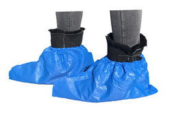 Quality Fluid Resistant Disposable Boot Covers Elasticized Seam With Textured Tread for sale