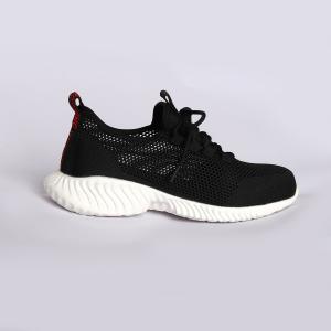 Breathable Fly Knit Safety Shoes with Metal Safety Toe in Black and Red