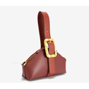 21cm Mini Dark Red Handbag Lockable Strap Shell Tote Bag