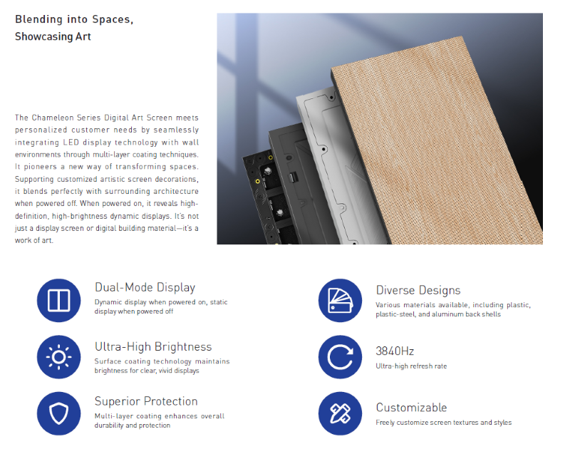 Textured LED Art Screen Chameleon Series 320*160 Mm Dual-mode Display