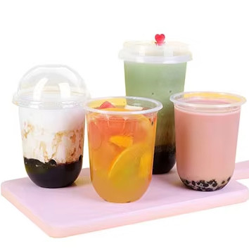 Cold Beverage Dessert U Shaped Plastic Cups With Logo Printing