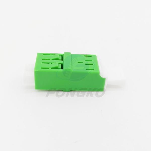 LC APC Duplex Plastic Buckle Optic Fiber Adapter With Metal Shrapnel Flangeless