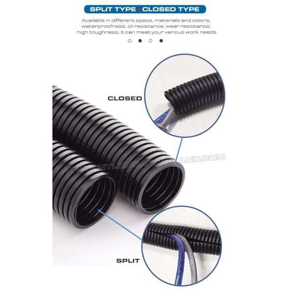 AD15.8 Nylon Black Non-Split Flexible Conduit, 100 Meters Split Electrical Corrugated Tube Hose for Cable Protection AD15.8 Nylon Black Non-Split Flexible Conduit, 100 Meters Split Electrical Corrugated Tube Hose for Cable Protection