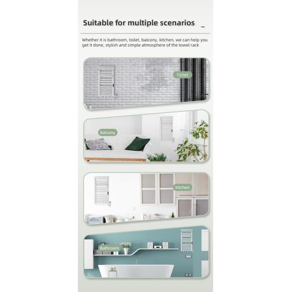 Water and Electric Heated Dual Towel Rail Rack for Wall Mounted Bathroom Installation