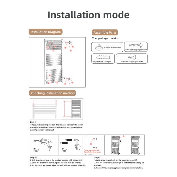 Gold Wall Mount HEATED Towel Warmer with Sleek Round Tube Design and Free Standing Option