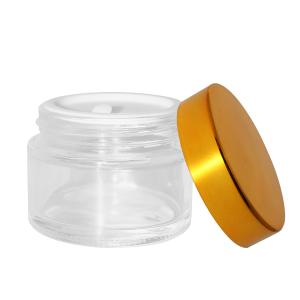 Mirror Finish Golden Colored Lid Transparent Glass Cream Jars 30g Portable