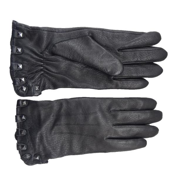 100% Handmade Deer Leather Gloves , Womens Black Leather Driving Gloves