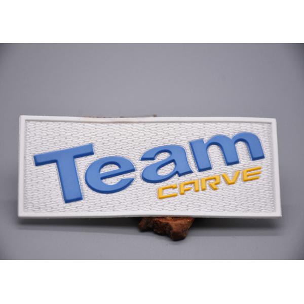 Woven Fabric Printed Matte Silicone Logo Patch White For Garments