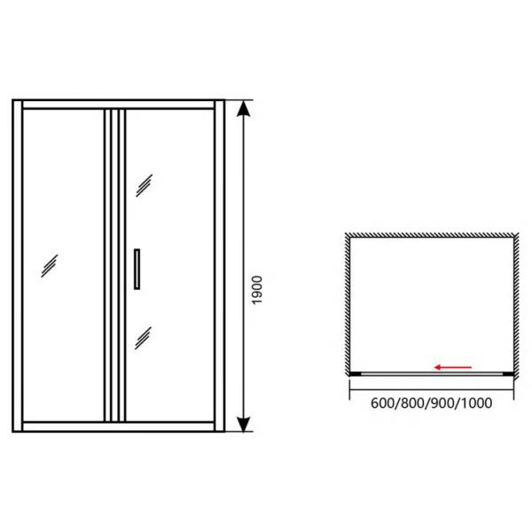 900mm Crystal Clear Shower Cubicles Folding Slide Door 900 X 900 Shower Enclosure