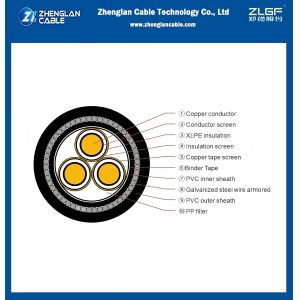 Medium Voltage Power cable 8.7/15kv Copper conductor xlpe insulation swa armored