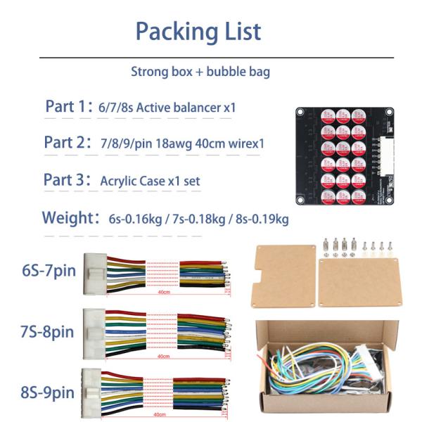 Enerkey 5S-7S 5A Battery Balancer with Acrylic Plate Li-ion/Lto/Lifepo4 Active Equalizer for RV Energy Storage