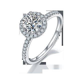 925 Sterling Silver Jewelry Diamond Moissanite Engagement Rings Round Shaped