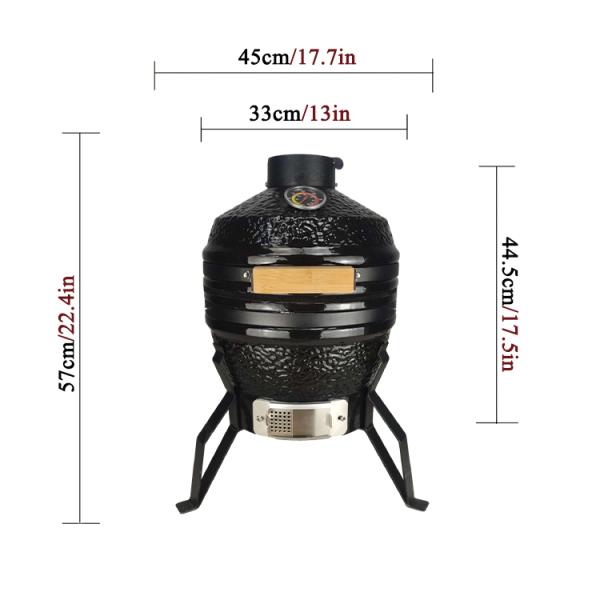 KIMSTONE Mini 13 Inch Ceramic Charcoal Grill Backyard Ceramic Casual Kamado Griller Machine