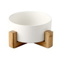 Rounded Marble Ceramic Pet Bowl With Elevated Stand Japan Style Printed
