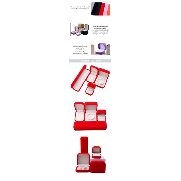 elegant handmade red Octagonal Velvet Jewelry Box for Necklace Earrings Bracelet Ring