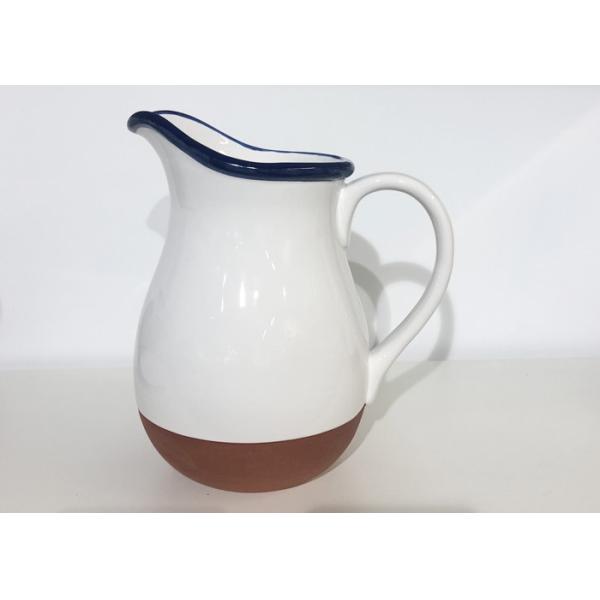 Buy White Solid Glazed Coated Ceramic Stoneware Terracotta Water Jug Pitcher at wholesale prices