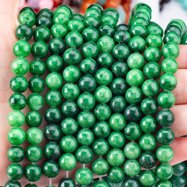 Natural Crystal Dark Green Jadeite 8MM Round Loose Beads Gemstone Beads For DIY Jewelry Making