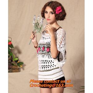 Handmade Crochet Multicolour Three-Dimensional Rose Cutout Knitted Sweater Pull
