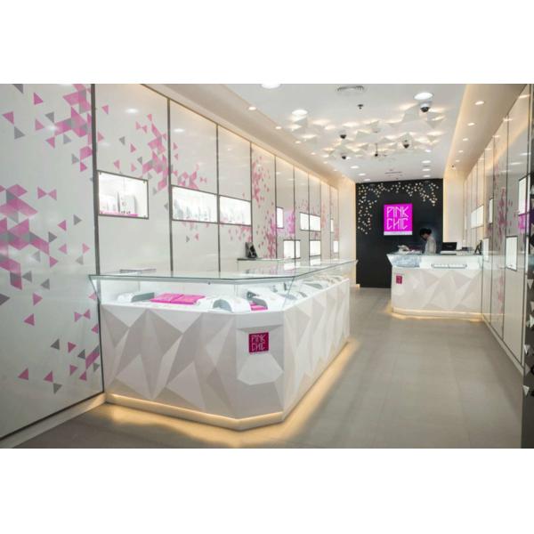 Buy Attractive Pule White Jewellery Showcases Display With Customize Logo at wholesale prices