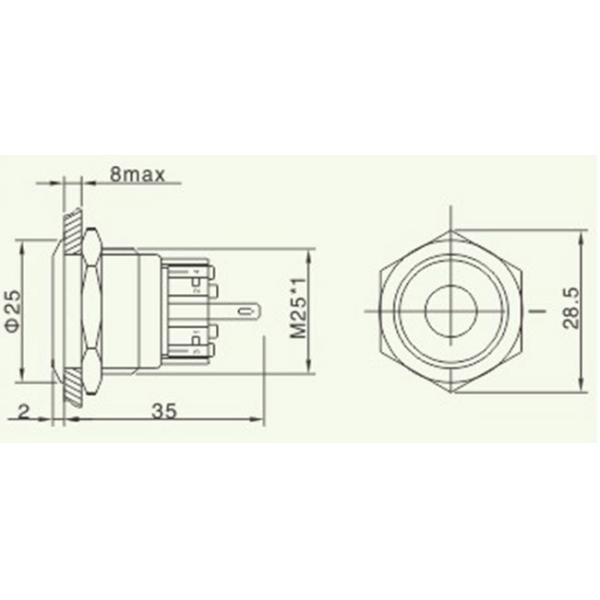 Waterproof LED Metal Signal Panel Mount 8mm With Cable