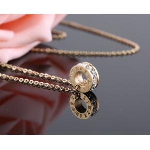 Rome Number Pendant Necklace Diamond Stainless Steel Jewelry Rose Gold Fashion