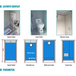 Blue 50mm EPS Sandwich Panel Portable Movable Toilet