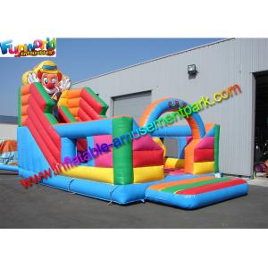 0.55mm PVC Giant inflatable slide , cute clown attractive inflatable slide for