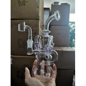 Feb Egg Purple Glass Bong Hookahs Recycler Glass Water Pipe With 14mm Banger