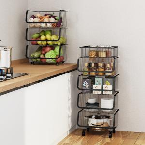 OEM Black Removable Stainless Steel Kitchenwares MultiLayer Vegetable Shelving